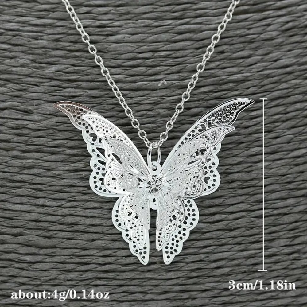 Silver-Tone Butterfly Necklace - Picture 2 of 5